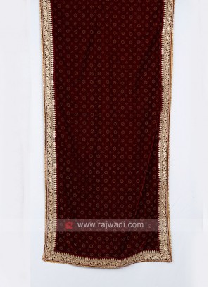 Traditional Maroon Velvet Fabric Dupatta