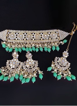 Traditional Mirror Gold Choker Necklace Set