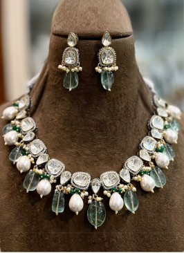 Victorian Polki Necklace with Premium Fluorite Stones