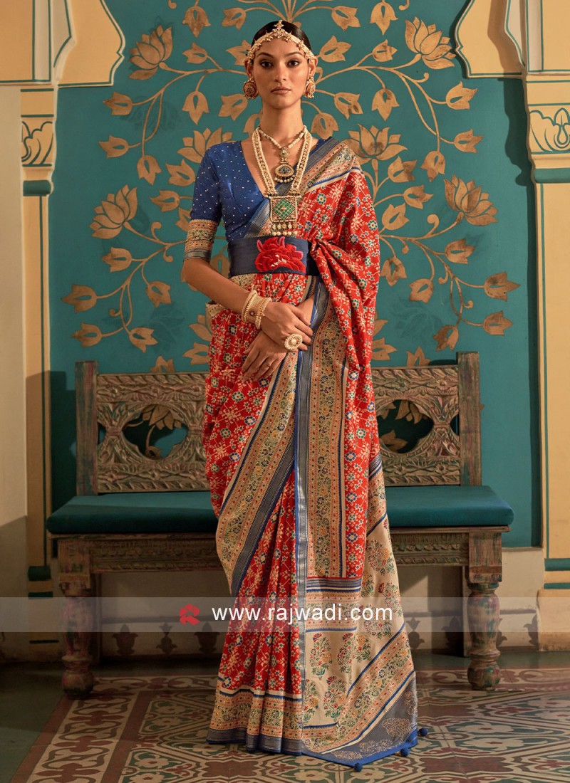 Red Woven Patola Silk Designer Saree