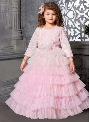 Wedding Wear Baby Pink Designer Gown