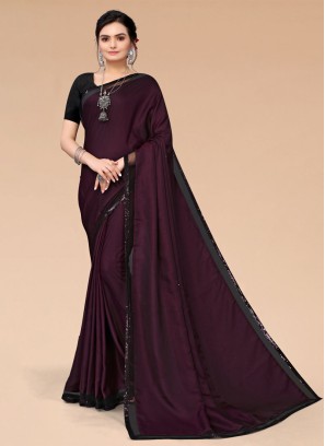 Designer Purple Color Saree For Party Wear