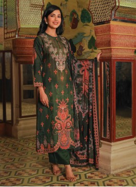 Wedding Wear Mehndi Green Color Salwar Kameez