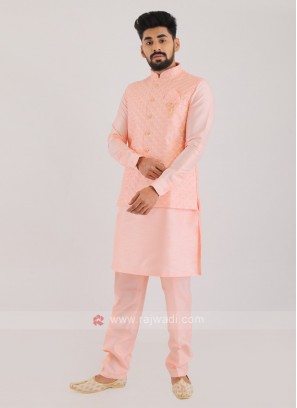 Wedding Wear Silk Nehru Jacket Suit