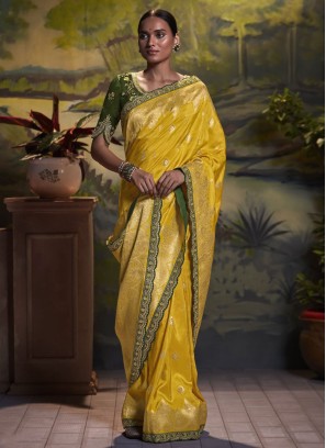 Elegant Yellow Silk Wedding Saree