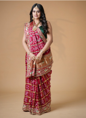 Red Traditional Bridal Gharchola Saree