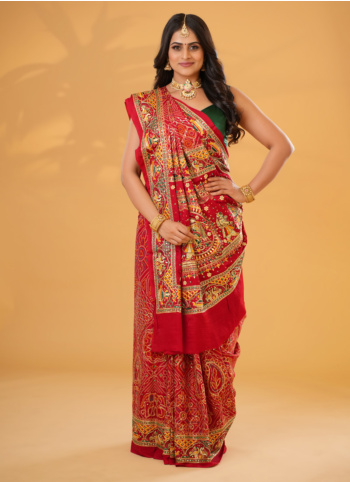 Gorgeous Modal Gajji Silk Gharchola Saree With Bandhani Print