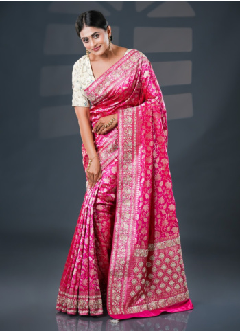 Rani Embroidered Banarasi Georgette Saree