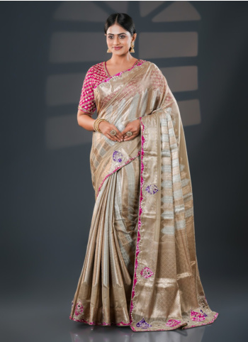 Gold Embroidered Tissue Saree