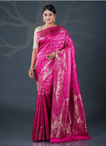 Rani Color Woven Banarasi Saree
