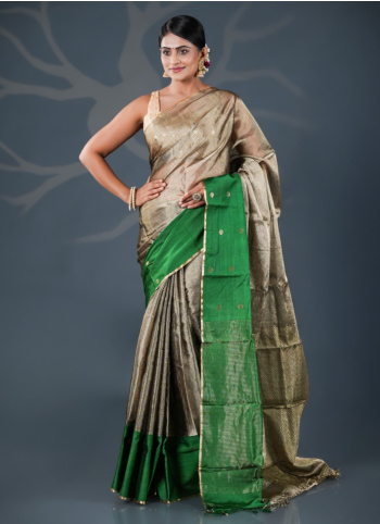 Green And Gold Woven Tissue Saree