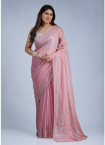 Peach Organza Shimmering Saree
