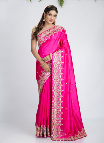 Rani Embroidered Silk Saree