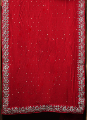 Red Readymade Chanderi Fabric Dupatta