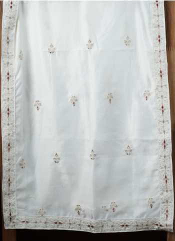 Classic Off White Embroidered Silk Dupatta