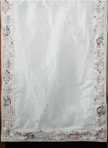 Off White Readymade Chanderi Dupatta