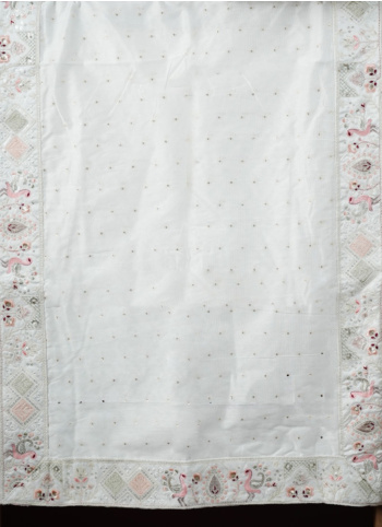 Off White Embroidered Chanderi Fabric Dupatta