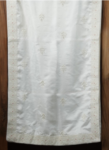 Off White Wedding Embroidered Silk Dupatta