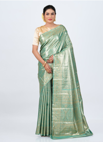 Light Green Woven Kanjivaram Silk Saree