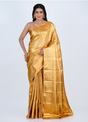 Golden Zari Woven Kanjivaram Silk Saree