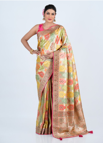 Multicolor Woven Banarasi Silk Saree