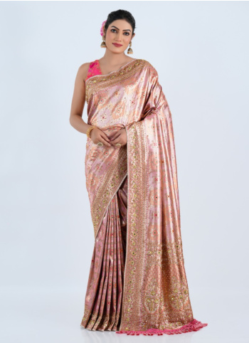 Delicate Light Pink Banarasi Silk Saree with Fine Detailing