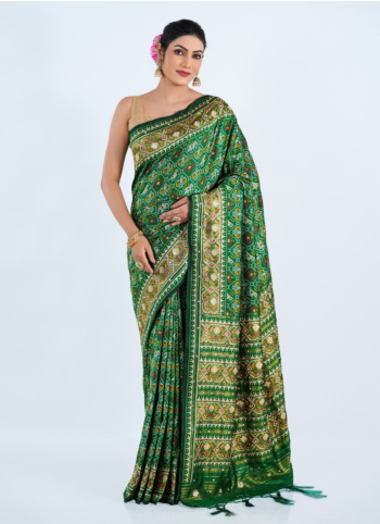 Green Embroidered Banarasi Silk Saree