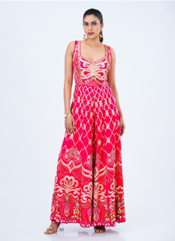 Rani Raw Silk 3D Embroidered Jumpsuit