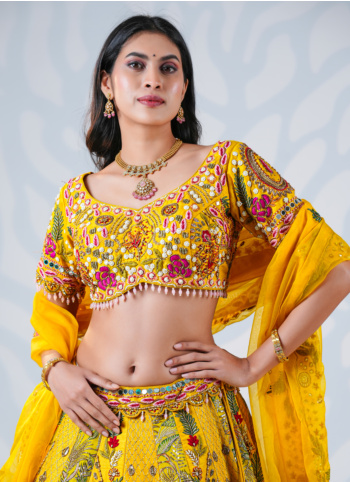 Yellow Silk Lehenga Choli With Dupatta