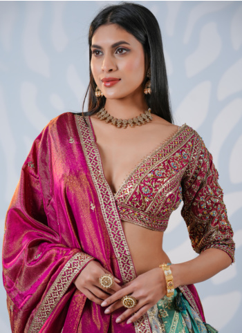 Embroidered Multicolor Lehenga Choli In Silk 