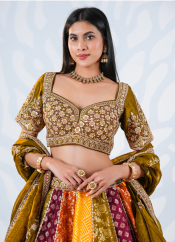 Embroidered Multicolor Silk Lehenga Choli