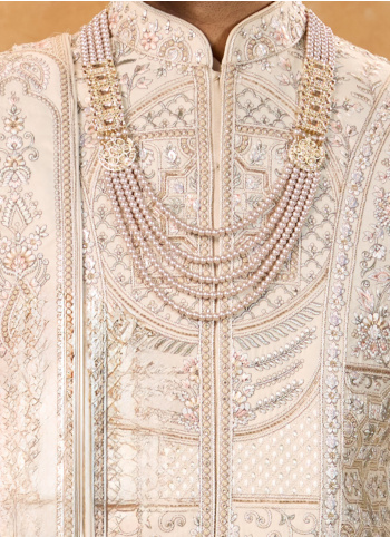 Heavy Embroidered Art Silk Sherwani With Dupatta
