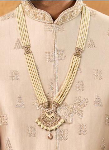 Embroidered Art Silk Sherwani In Dusty Rose 