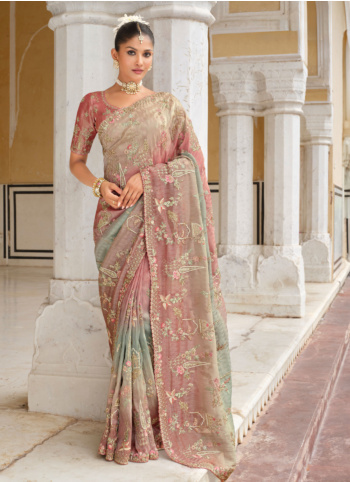 Multicolor Embroidered Banarasi Silk Saree