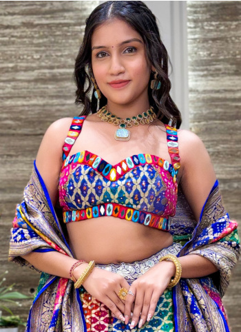 Multicolor Embroidered Bandhani Fabric Lehenga Choli