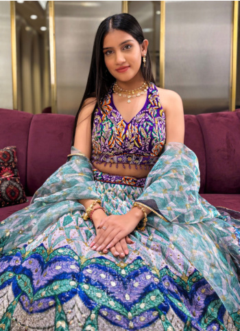 Purple Embroidered Organza Lehenga Choli