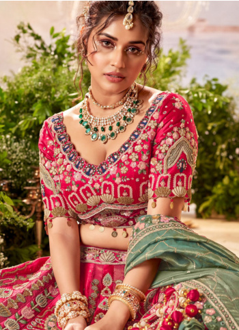 Deep Pink Embroidered Wedding Lehenga Choli