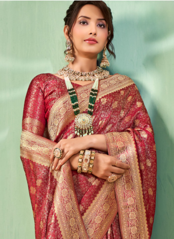 Red Color Weaving Banarasi Silk Saree