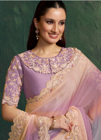 Multicolor Embroidered Organza Saree
