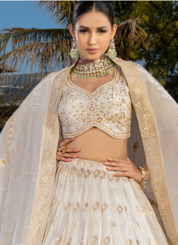 Timeless Elegance of Embroidered Lehenga Choli In Off White 