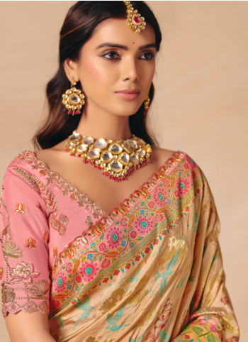 Multicolor Embroidered Banarasi Silk Saree