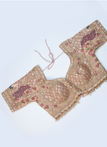 Light Pink Embroidered Silk Saree With Readymade Choli