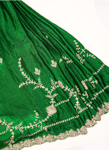 Green Emboridered Crepe Silk Saree