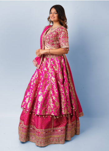 Rani Color Embroidered Silk Lehenga Choli