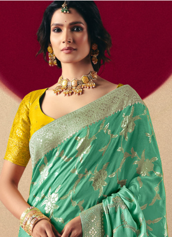 Sea Green Woevn Banarasi Silk Saree