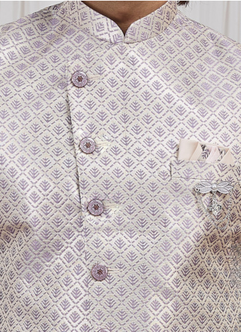 Festive Wear Jacquard Silk Indowestern Set