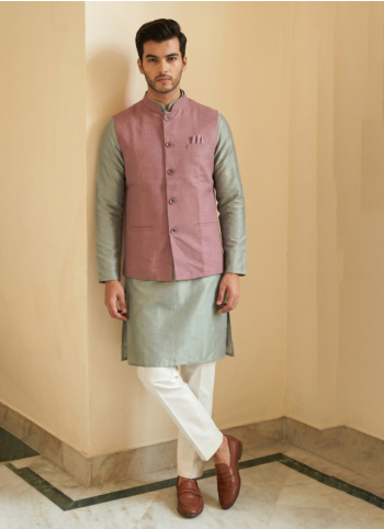 Festive Wear Onion Pink Nehru Jacket