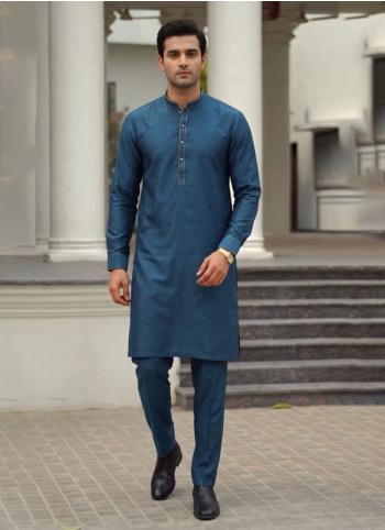 Classy Peacock Green Silk Kurta Pajama