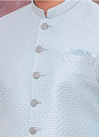 Blue Embroidered ImportedFabric Jodhpuri Suit