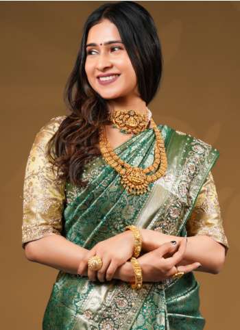 Green Embroidered Banarasi Silk Saree